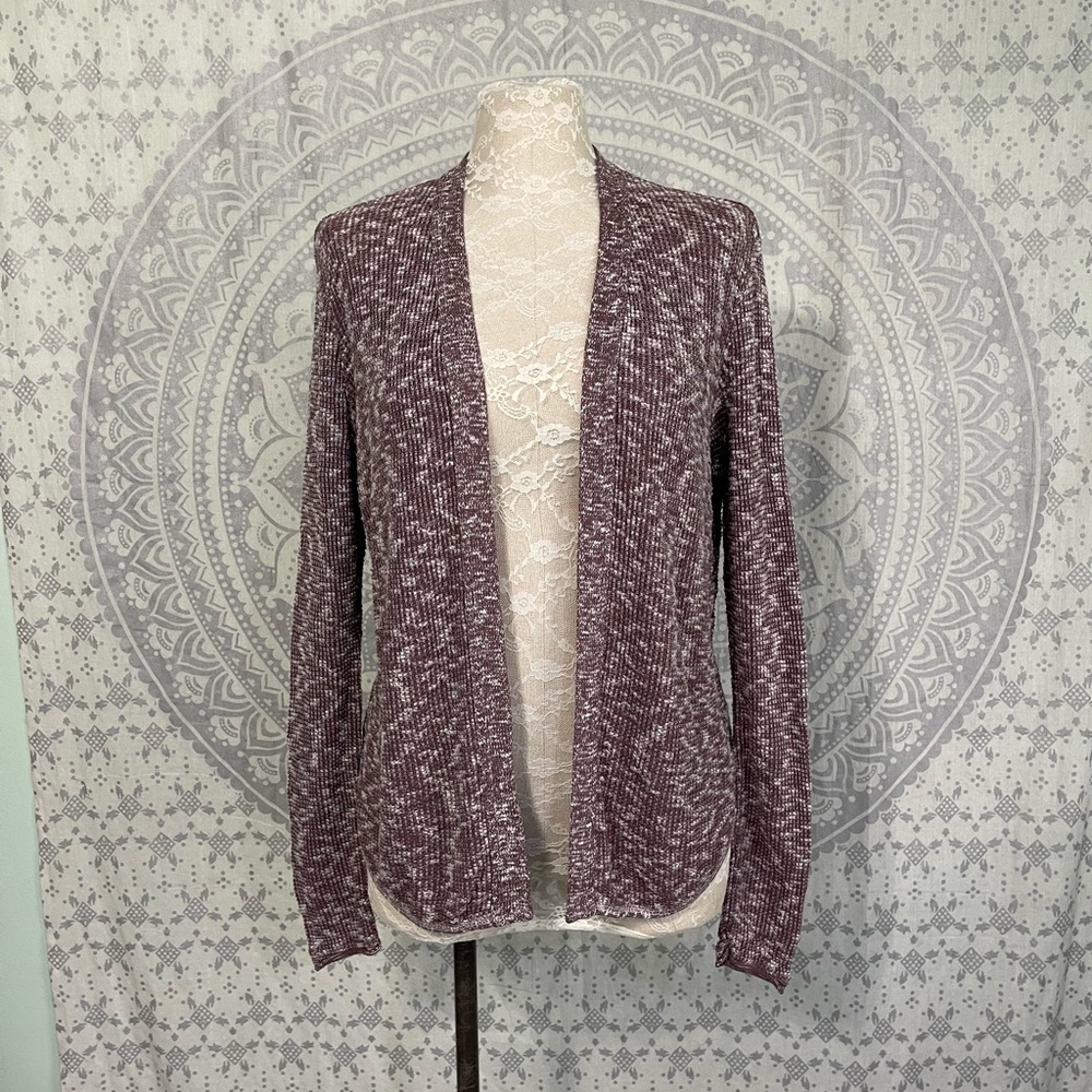 NICE $54 American Eagle Outfitters Waffle Marled Open Cardigan Sweater Maroon M